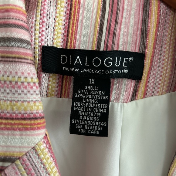 Dialogue Pink Textured Striped Career Blazer - Picture 4 of 4